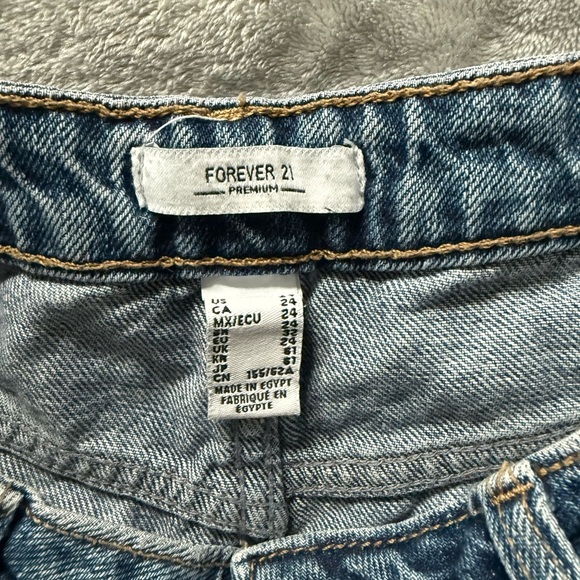 Forever 21 Blue Jean Shorts Distressed Frayed Hem - Picture 3 of 5